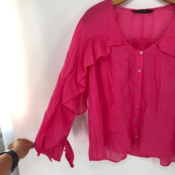 Zara Princess-like V-Neck Button Down Blouse - Picture 8 of 10